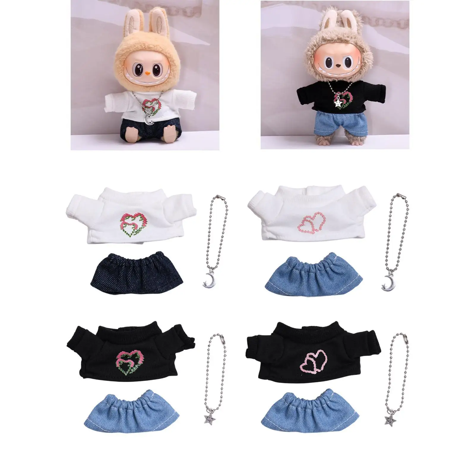 3 Pieces Doll T-shirt Doll Clothes Doll Outfit Mini for 15/17 Dolls Pendant Doll