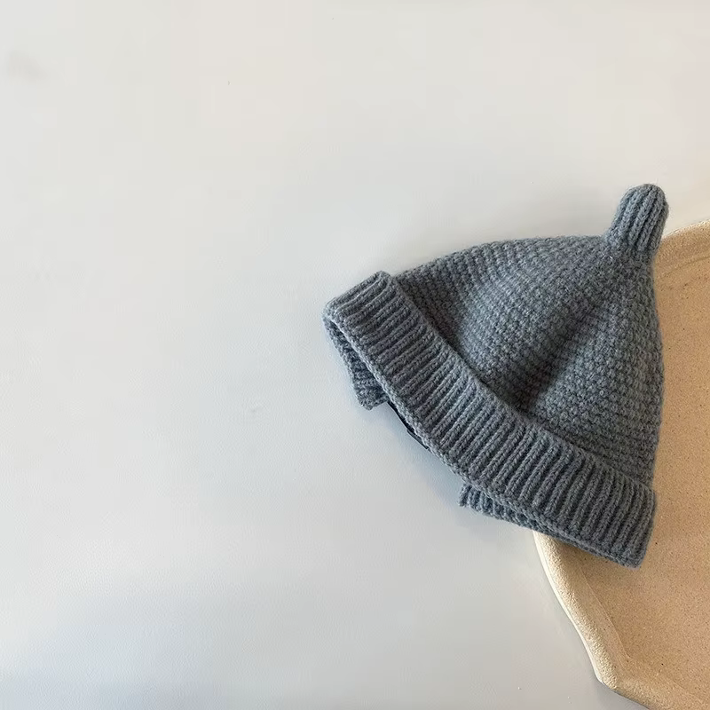 Gorro tejido de algodón para bebé – Color sólido, suave y cálido para invierno - imagen 4