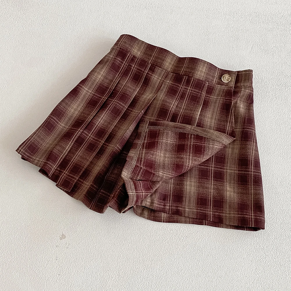 Falda a cuadros vintage plisada para niñas, estilo retro - imagen 4