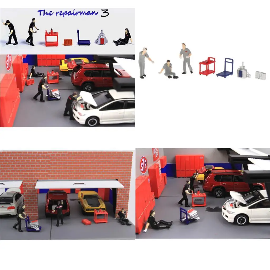2Sets 1:64 Diorama Figures Character Resin Model Layout Decor