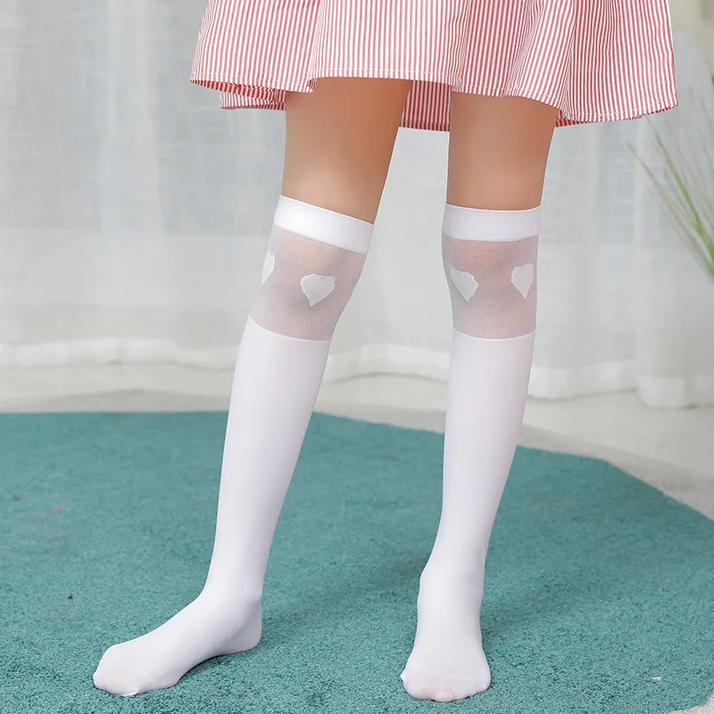 Calcetines largos hasta la rodilla de terciopelo cálidos para niñas, medias escolares blancas de princesa negra con diseño de rayas y estrellas de dibujos animados Kawaii para niños - imagen 5