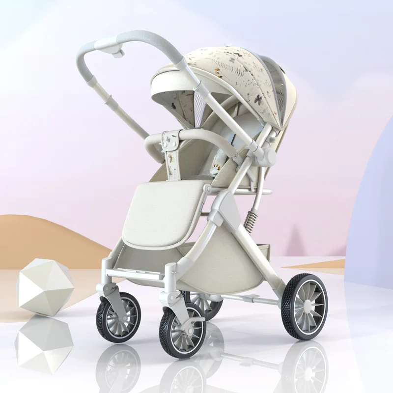 Cochecito de bebé se puede sentar, reclinable, ligero, plegable, alto paisaje, absorción de golpes, cochecito de bebé bidireccional para recién nacido - imagen 2