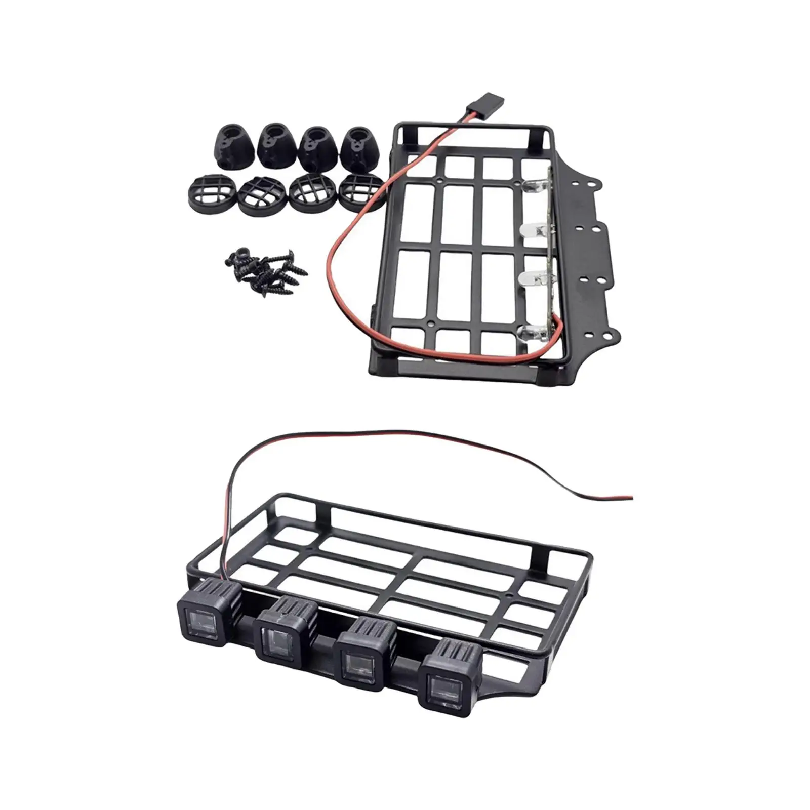 RC Roof Rack Luggage Carrier with LED Light Sturdy Spare Part Replacement RC Crawler Parts for MN 82 1/12 RC Car DIY Accessories