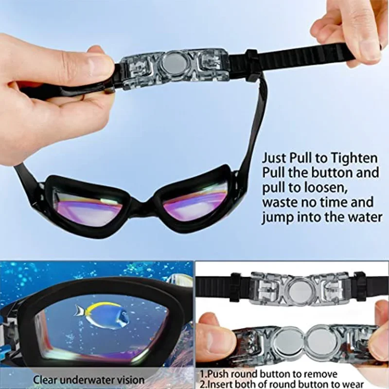 Gafas de natación profesionales antivaho para adultos, lentes de protección UV para hombres y mujeres, gafas de natación de silicona ajustables impermeables - imagen 3