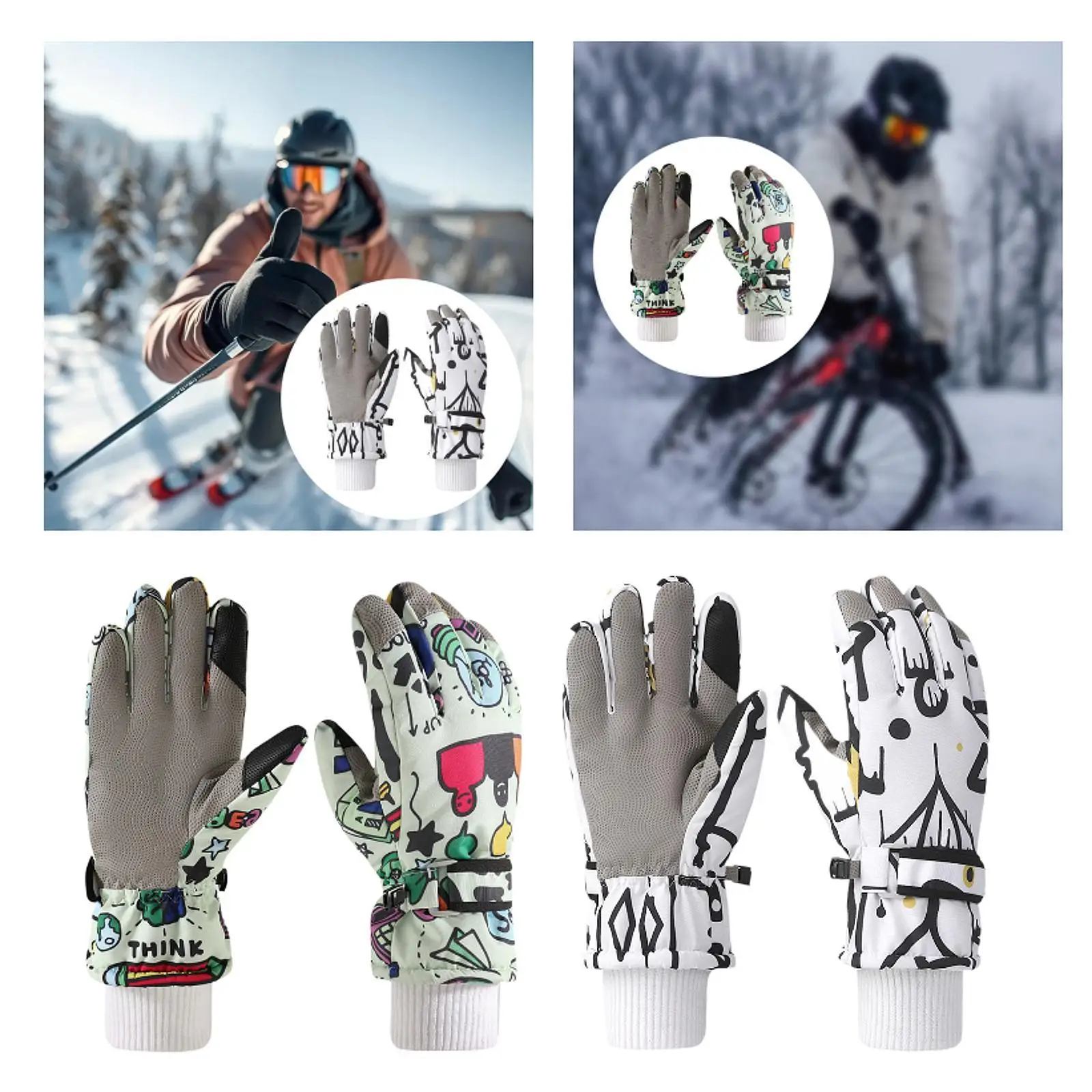 Guantes de motocicleta para hombre, guantes de conducción al aire libre, antideslizantes, a prueba de viento, pantalla táctil, manoplas cálidas para senderismo, esquí, ciclismo