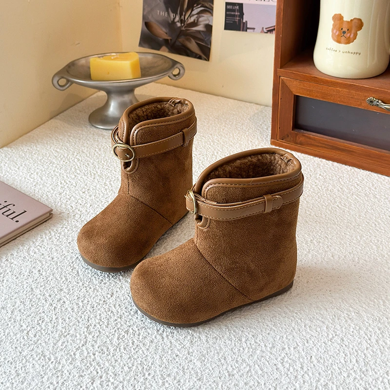 Botas de nieve para bebés y niños, zapatos de otoño e invierno para niños, botines de felpa para exteriores, zapatos antideslizantes de suela blanda para niños pequeños - imagen 2