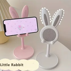 Soporte para teléfono con diseño de conejo de dibujos animados, soporte de escritorio de altura ajustable para iPhone, Samsung y Xiaomi