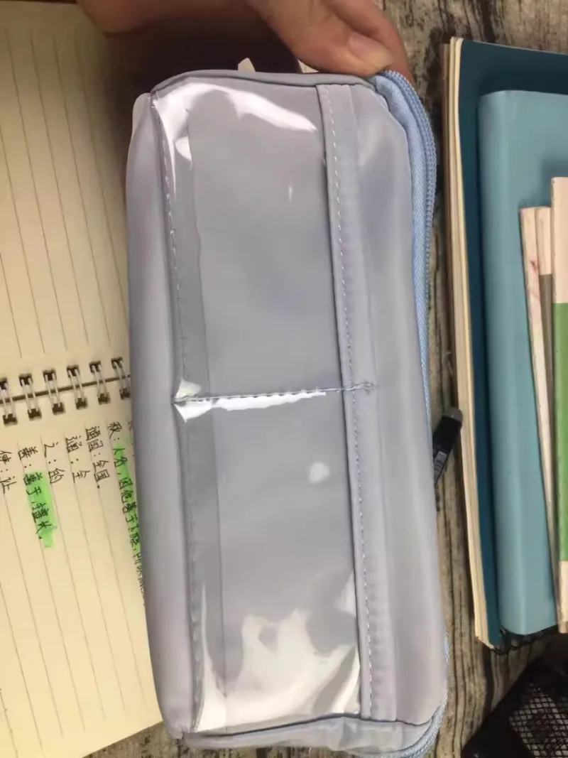 180 °   Estuche para lápices con apertura grande, se puede colocar, plano en el escritorio, bolsas para bolígrafos negros de café para estudiantes, organizador de papelería, estuche para lápices - imagen 5