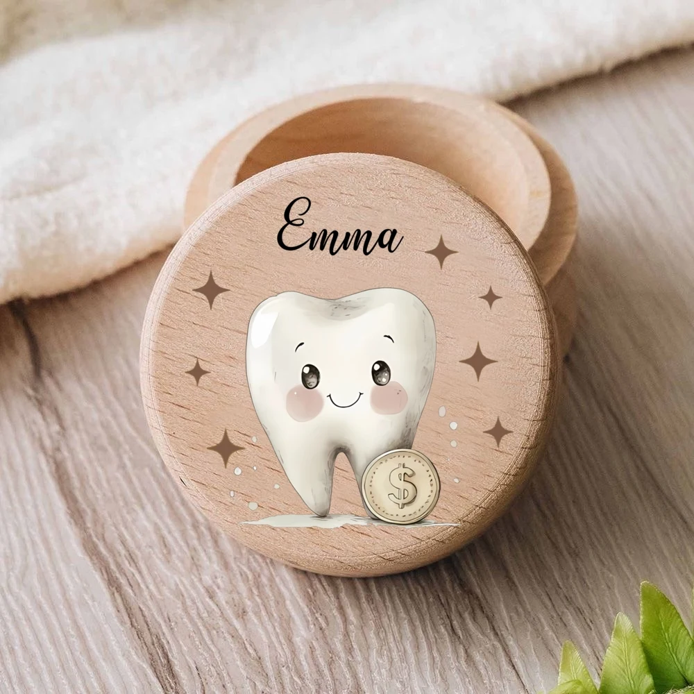 Caja de Hada de los dientes de madera personalizada, caja de almacenamiento de recuerdos de madera con dientes bonitos, regalos de cumpleaños para niños, regalo para Baby Shower - imagen 5