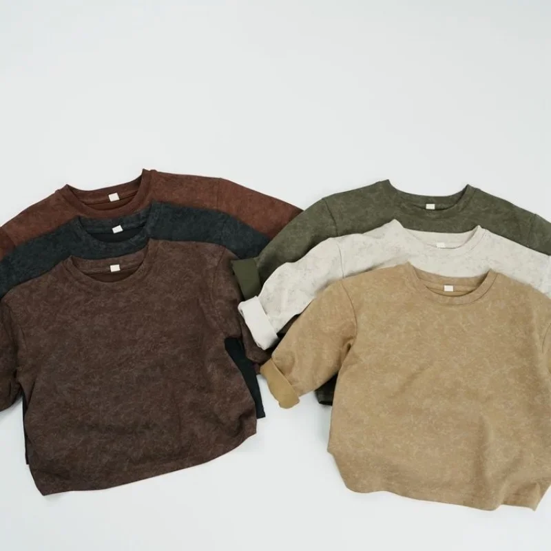 Camiseta Vintage de manga larga para niños y niñas, camiseta de algodón suave para niños de 1 a 6 años, ropa para niños y niñas, 6 colores, primavera 2026 - imagen 4