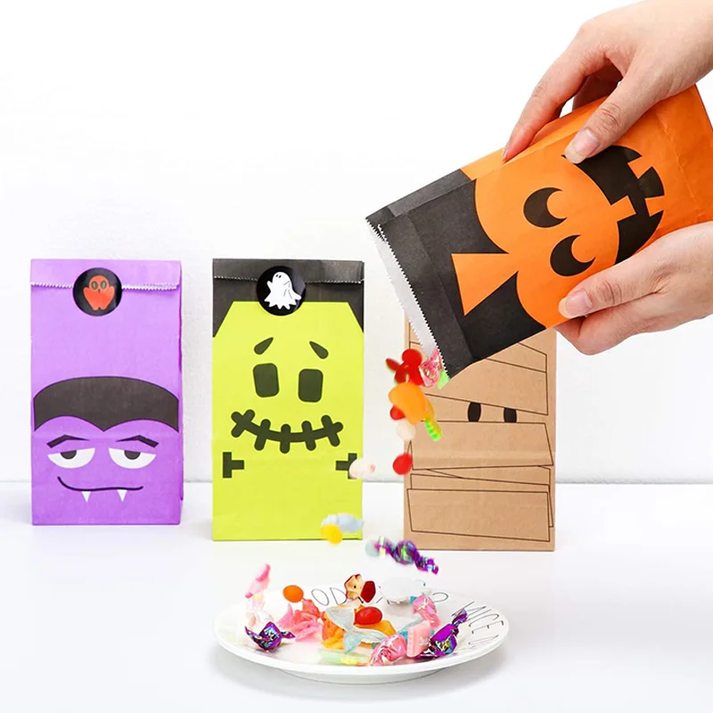 Bolsa kraft con Illustration de calabaza
