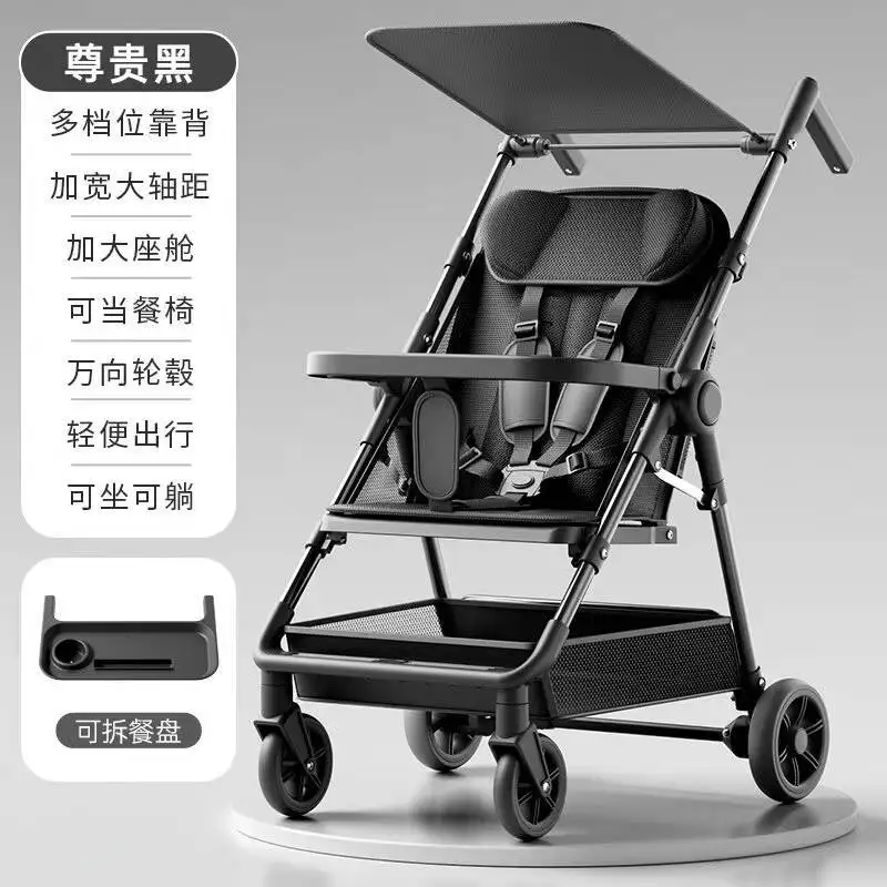 Cochecito plegable ligero para bebé con posiciones ajustables para sentarse y tumbarse: un cochecito infantil portátil para pasear - imagen 3