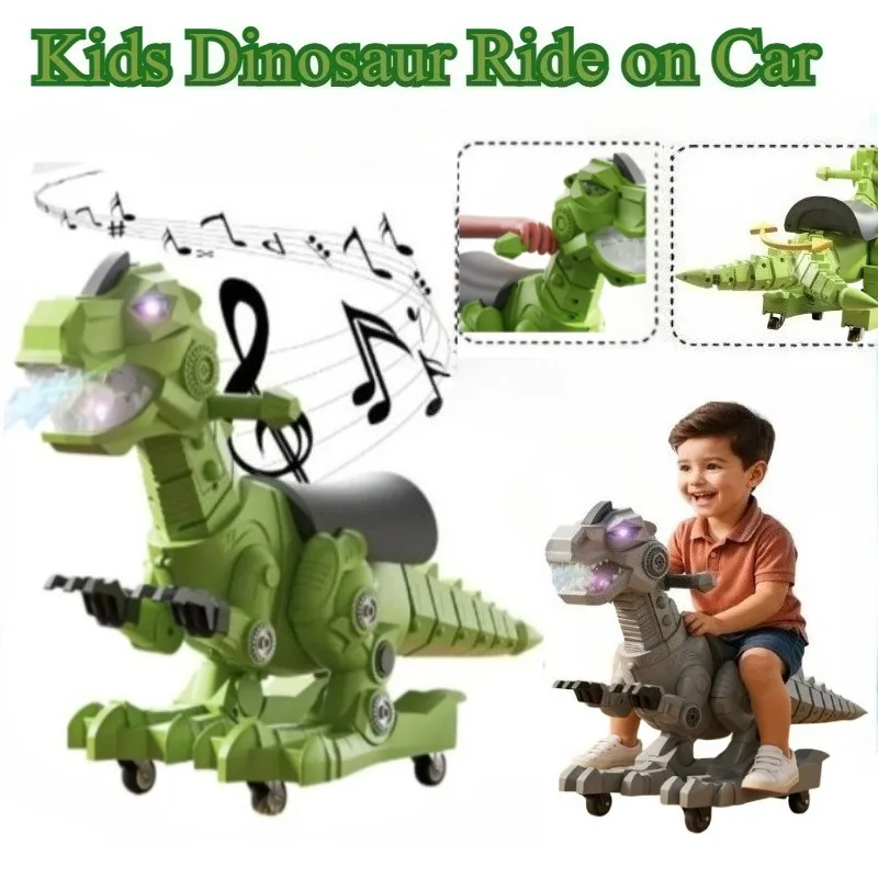 Paseo de dinosaurios en juguetes para niños pequeños, paseo en coches con música, luz y niebla, cola vibratoria, regalos de cumpleaños, Navidad, interior y exterior