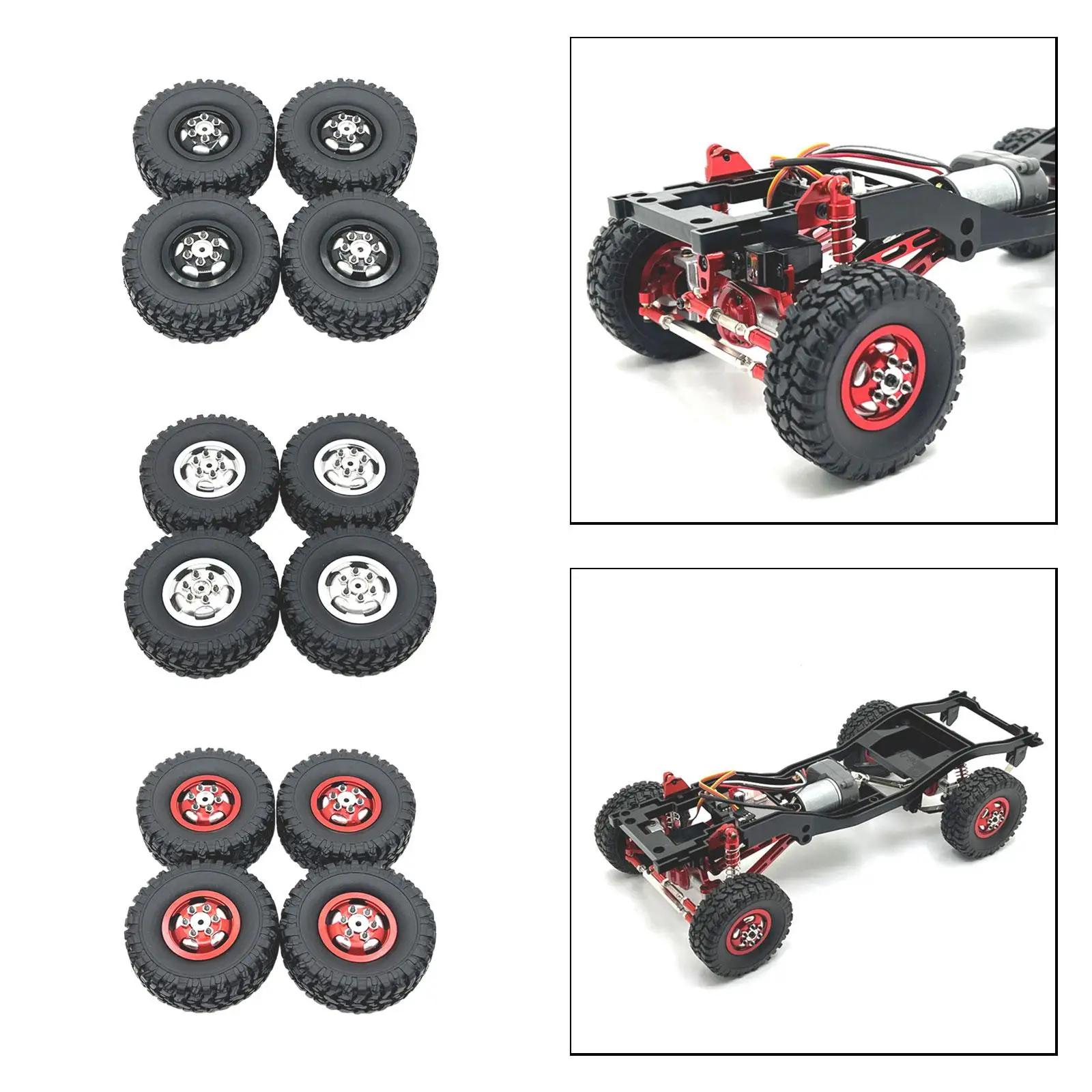 4 Pieces RC Wheels and Tires RC Accessory Spare Parts Durable RC Part Replace for 1/12 MN82 D91 MN78 LC79 1/16 RC Crawler Car