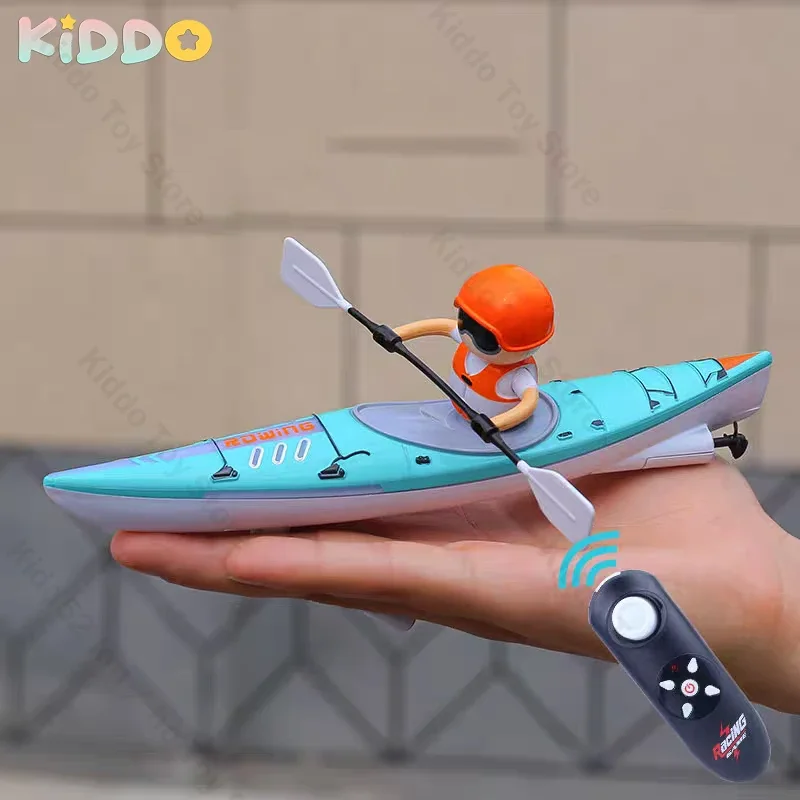 Barco a control remoto, Kayak, aves de carreras, 2,4G, paleta colorida, Control remoto, luces LED de remo, conducción 360, modos duales, barco bajo el agua