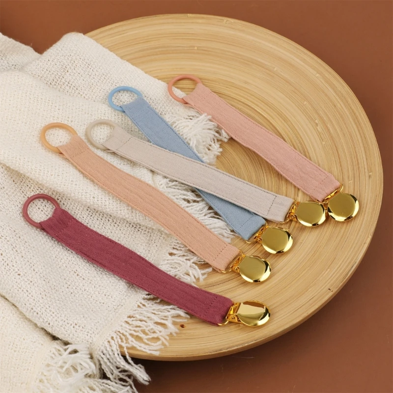 Clip para chupete de bebé, cadena de chupete de algodón para recién nacido, Clip de metal, soporte para chupete, regalo seguro ecológico, 5 uds. - imagen 2