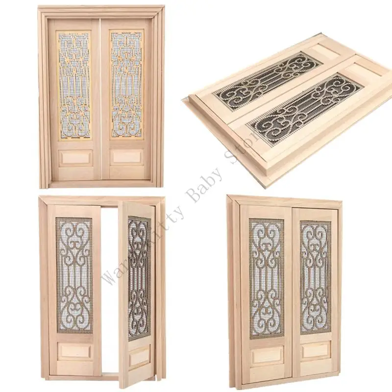 XXFE Miniatura DIY Decoraciones para Habitaciones Puerta Granero Madera para Casas Muñecas Modelo Accesorios para - imagen 2