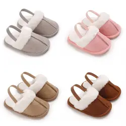 Zapatillas de algodón para bebé de 0 a 18M con aislamiento, zapatos cálidos para caminar en interiores para invierno, zapatos cómodos de suela suave para niños pequeños