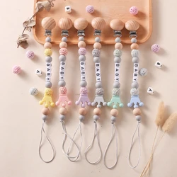 Clips para chupete de bebé con nombre personalizado, cadenas, mordedores, soporte para pezones, Clip de corona de silicona, accesorios de juguetes para la dentición para recién nacidos