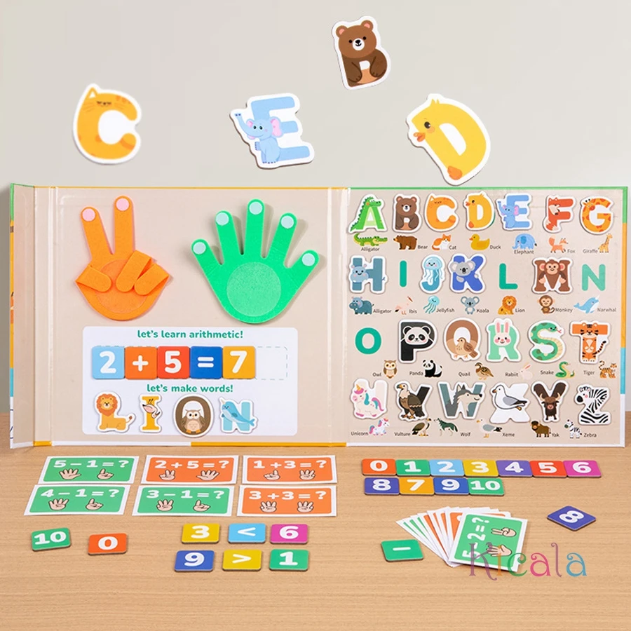 Alfabeto magnético para niños, juguetes preescolares inspirados en Montessori, operaciones con los dedos, juego de ortografía ABC, aprendizaje educativo temprano para niños pequeños