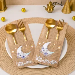 Bolsa de cubiertos decorativa de Ramadán, decoración EID Mubarak 2026 para el hogar, bolsa de cubiertos, Ramadán Kareem, fiesta musulmana islámica, regalos Eid Al Adha