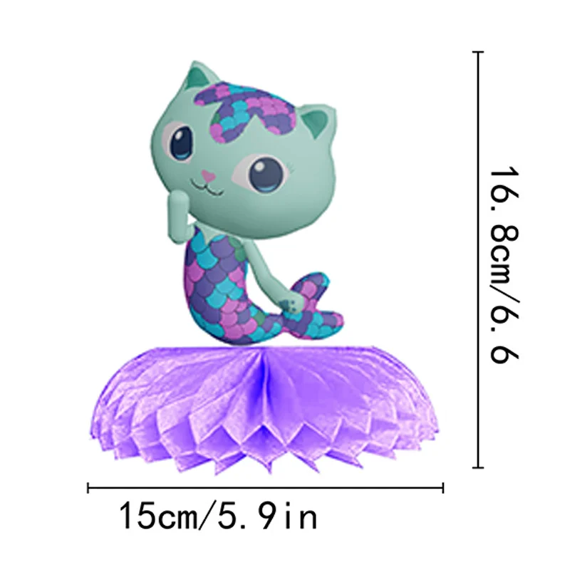 Casa de muñecas de Gabby, adorno de panal de papel, decoración para fiesta de cumpleaños o baby shower, recuerdo para niños, conjunto de decoraciones de mesa para fiesta - imagen 4