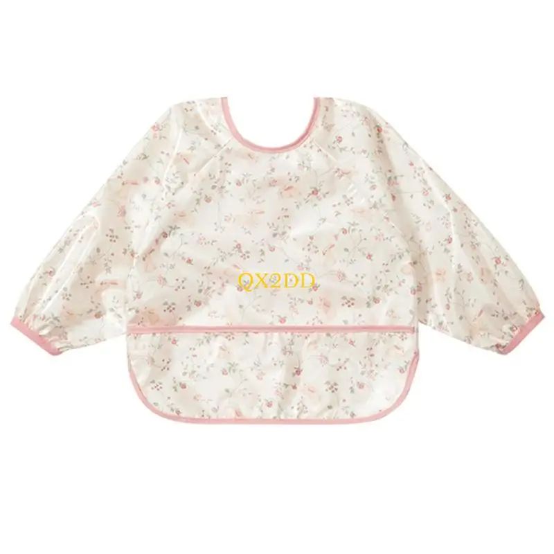QX2D lactancia resistente a derrames manga completa delantal alimentación para niños pequeños delantal tela - imagen 5