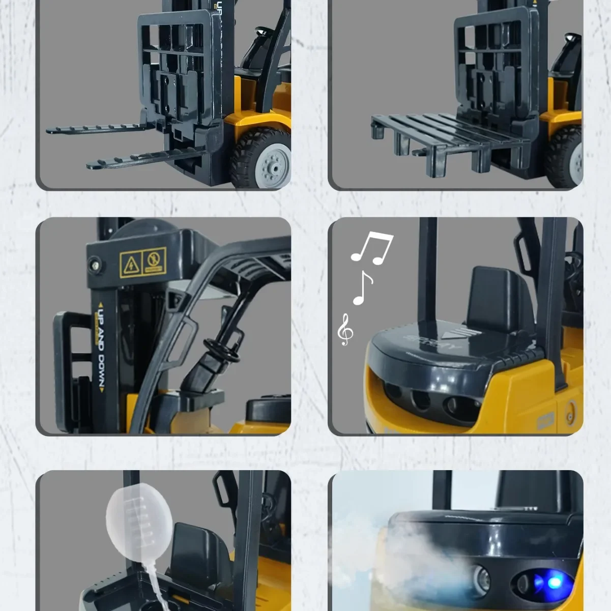 Camion carretilla elevadora Rc 2 en 1 con remolque, Control remoto, vehículos de ingeniería, grullas, pulverizador elevable, juguetes con sonido simulado, regalos - imagen 3