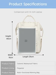 PANGDUBE Mochila para pañales impermeable gran capacidad con ganchos