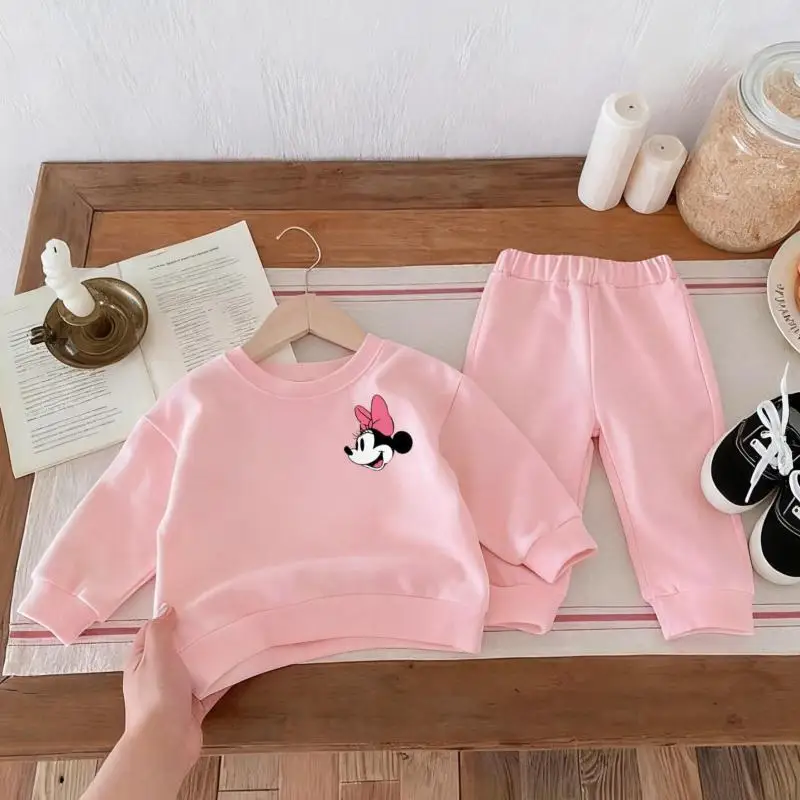 Mickey Minnie lindo bebé niña niño sudadera conjunto primavera otoño moda cuello redondo Sudadera con capucha + Pantalones niños 2 unid/set ropa para niños nuevo - imagen 5