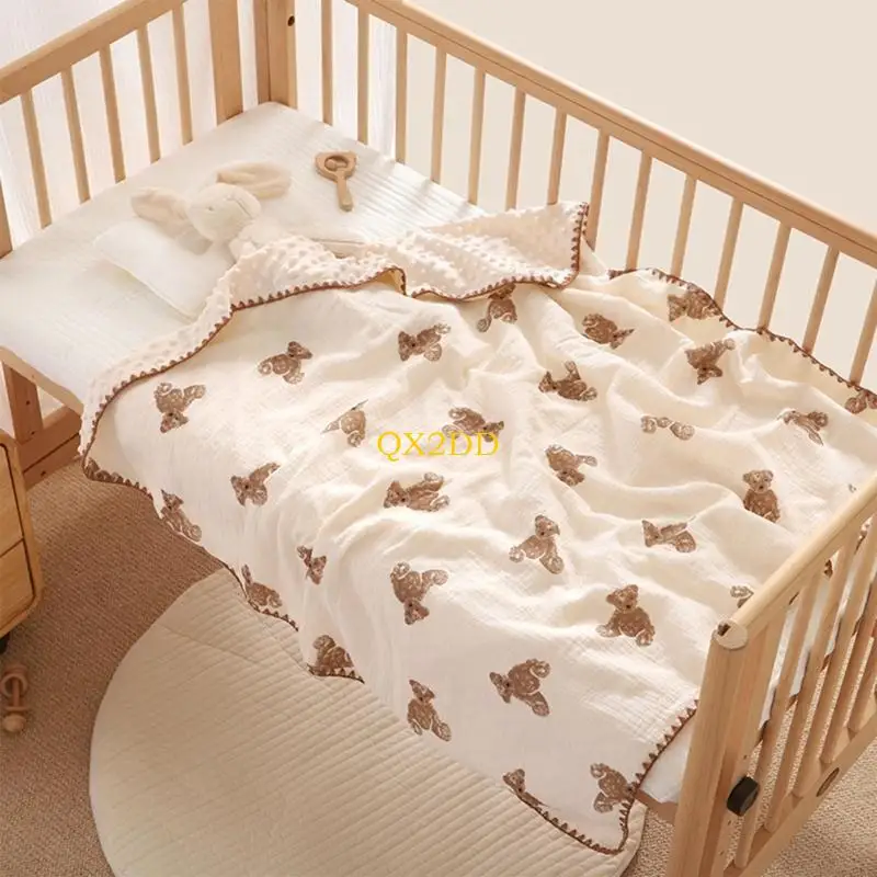 QX2D Throw SwaddleWrap Toalla baño Manta receptora Manta Puntos para niños pequeños recién Nacidos - imagen 4