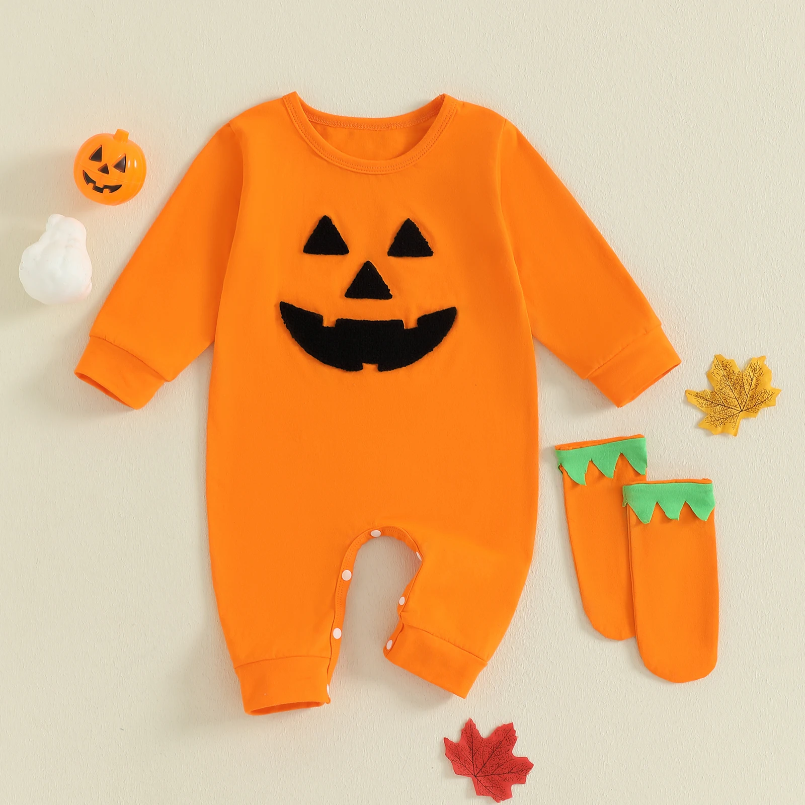 SUNSIOM Mamelucos para bebé de 0 a 18 meses, traje de Halloween, mono Grimace de manga larga con cuello redondo y calcetines para niñas y niños