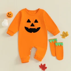 SUNSIOM Mamelucos para bebé de 0 a 18 meses, traje de Halloween, mono Grimace de manga larga con cuello redondo y calcetines para niñas y niños