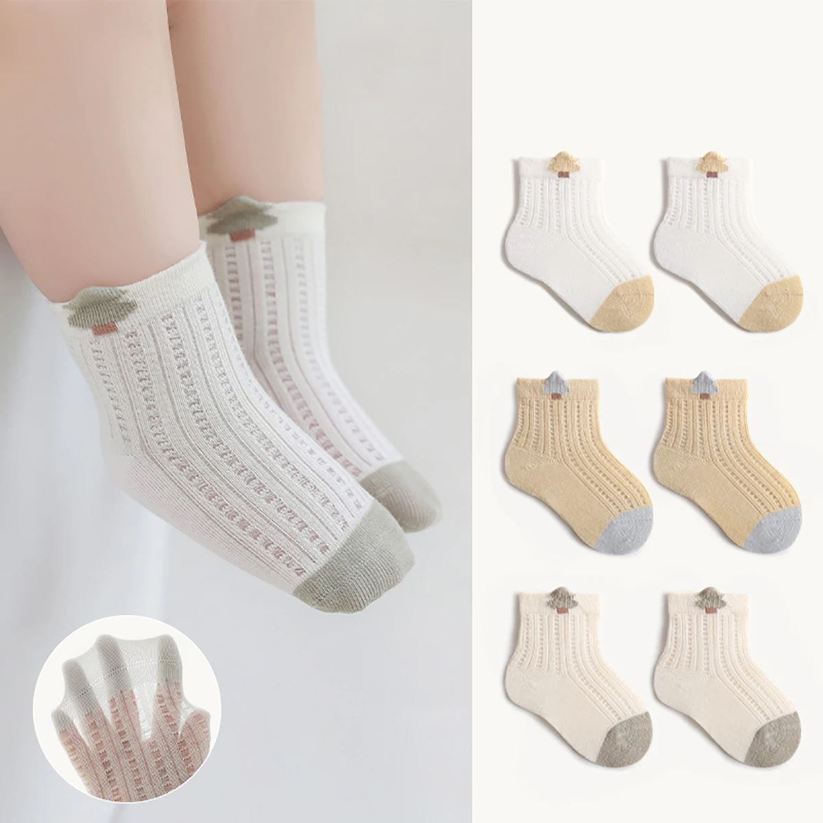 3 par/set nuevo lindo bebé calcetines de malla media verano recién nacido niño sólido calcetín elástico para niños niñas calcetines de algodón sin hueso 0-5Y - imagen 2