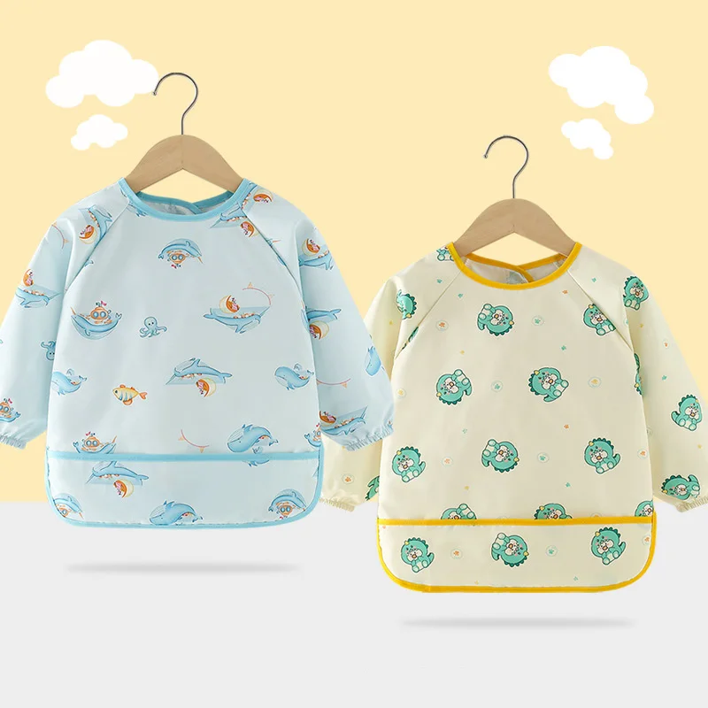 Ropa de alimentación de bebé impermeable dibujos animados Animal comiendo babero de bebé Otoño Invierno niños niñas de manga larga ropa para eructar para niños pequeños - imagen 5