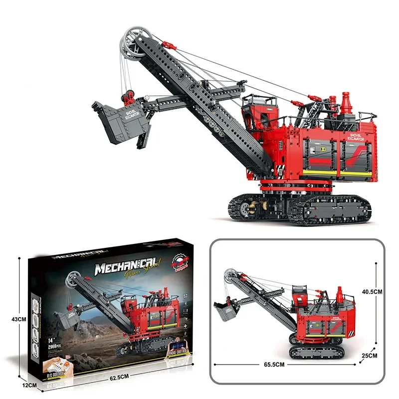 2968 Uds. Excavadora de pala eléctrica, bloques de construcción, Control Rc, ingeniería urbana, coche, modelo de construcción, juguetes para niños, regalos de vacaciones - imagen 5