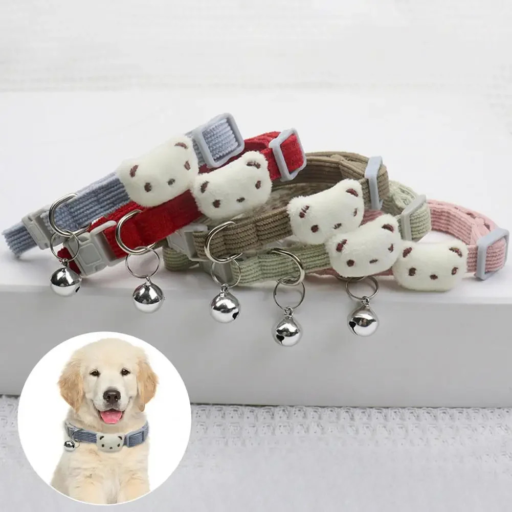 Precioso Collar para mascotas, Collar ajustable de estilo de dibujos animados suave para mascotas con campana, Collar ajustable para perros pequeños y gatos, suministros para mascotas - imagen 4