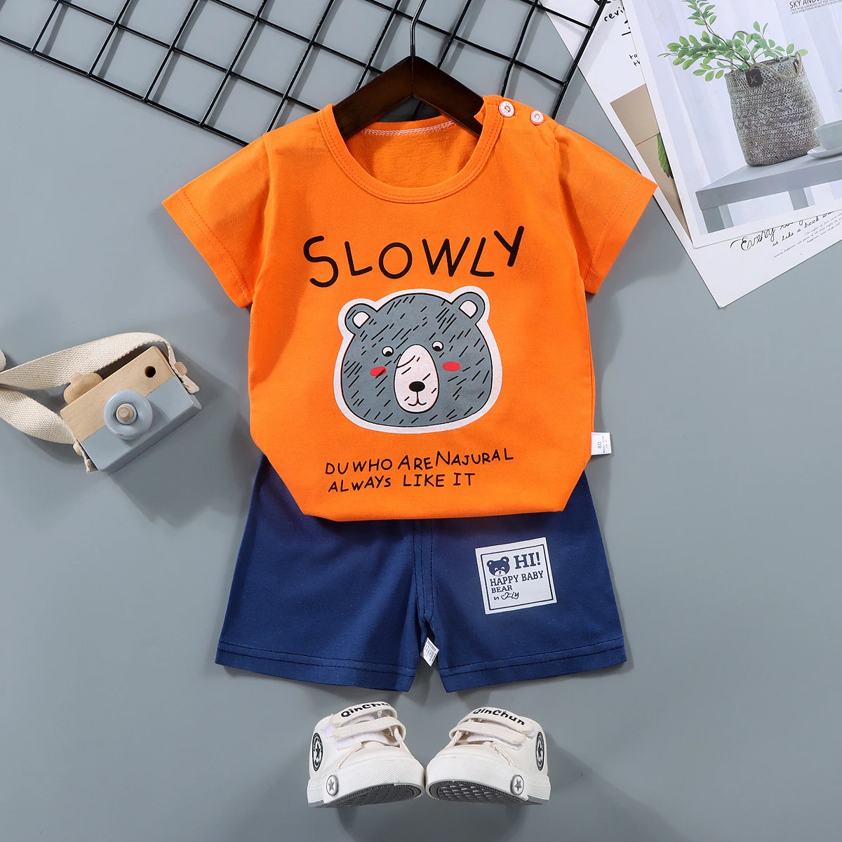Conjunto bebé verano algodón manga corta camiseta y pantalón - imagen 5