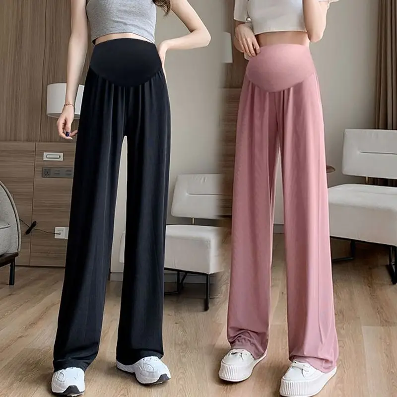 Pantalones premamá de seda fría de corte ancho y holgado - imagen 3