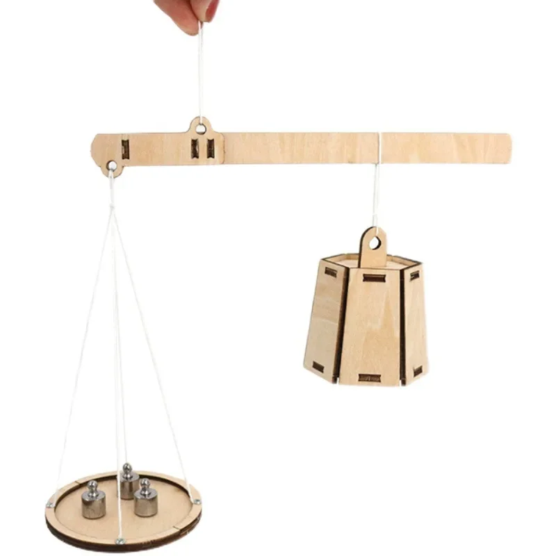 Escala de madera DIY de acero, modelo ensamblado a mano para clase