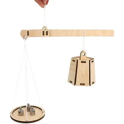 Escala de madera DIY de acero, modelo ensamblado a mano para clase