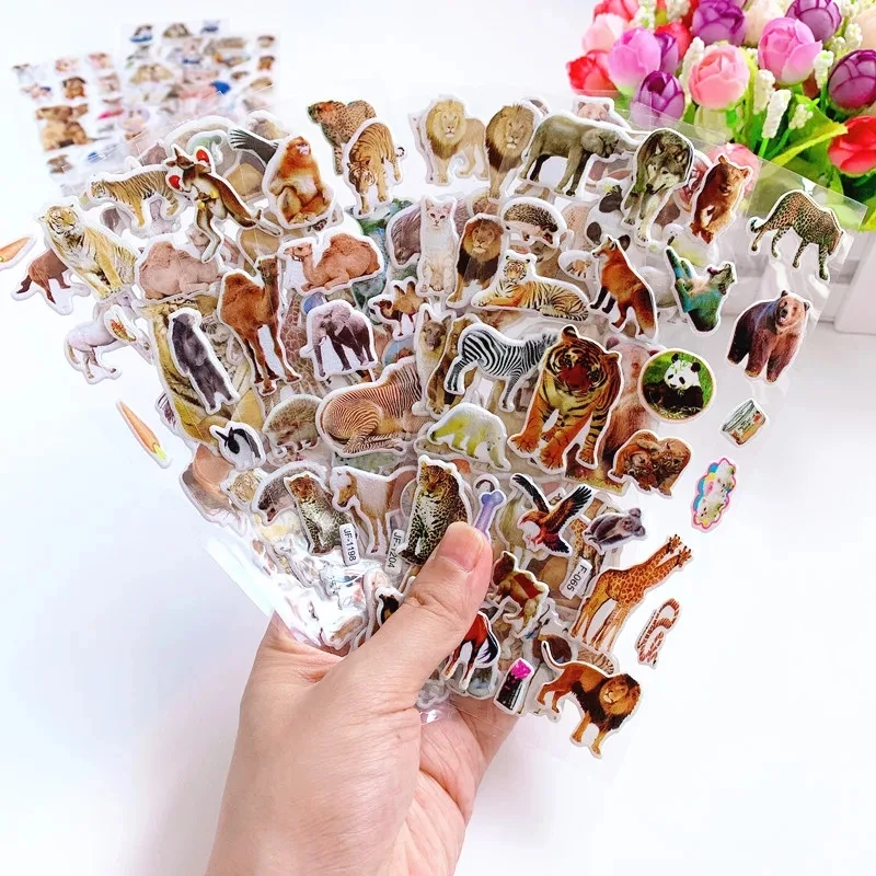 10 hojas de pegatinas de burbujas de animales bonitos, pegatinas Kawaii 3D, juguete para niños sin repetición, pegatinas para álbum de recortes DIY, regalo