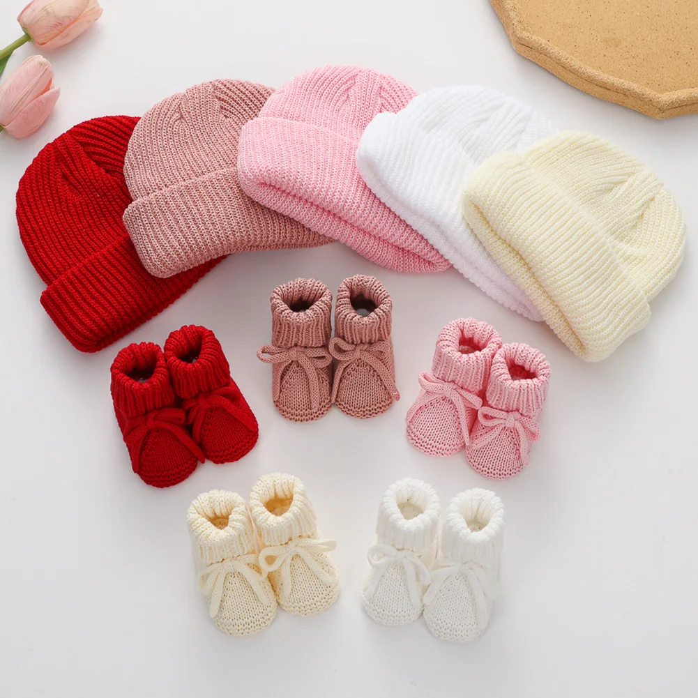 Calcetines de bebé tobillo con lazo y gorro turbante tejido - imagen 5