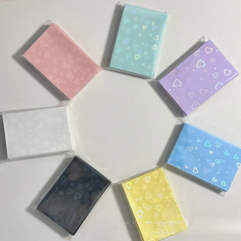 50 Uds fundas de corazón funda para tarjeta de fotos de Color soporte para sesión fotográfica fundas de palomitas de maíz Kpop embalaje para tarjetas fotográficas - imagen 5