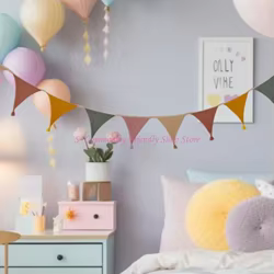 Banderines decorativos vintage para habitación de bebé – Tela multicolor