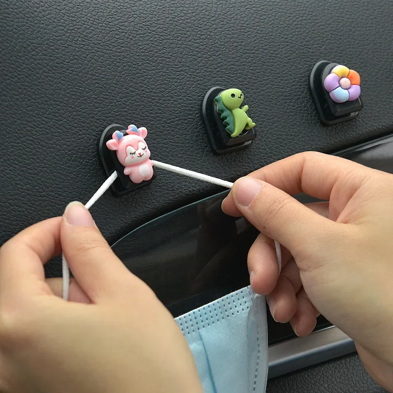 Ganchos para coche Kawaii, organizador de almacenamiento Universal, Mini ganchos para asiento trasero de dibujos animados, organizador de pegatinas para coche - imagen 3