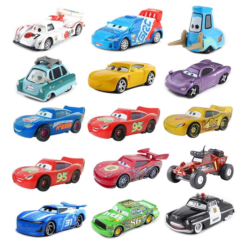 Disney Car Pixar 2 3 juguete Lightning Mcqueen original mini carreras Guido Cruz Ramirez Chick Hicks colección de cheriff regalo de metal para niños