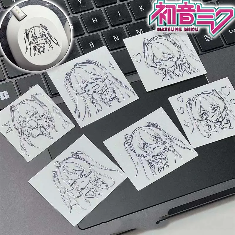 6 uds Hatsune Miku pegatinas DIY portátil teléfono diario pegatinas de dibujos animados niños pegatinas de recompensa regalos decoración calcomanías impermeables Juguetes