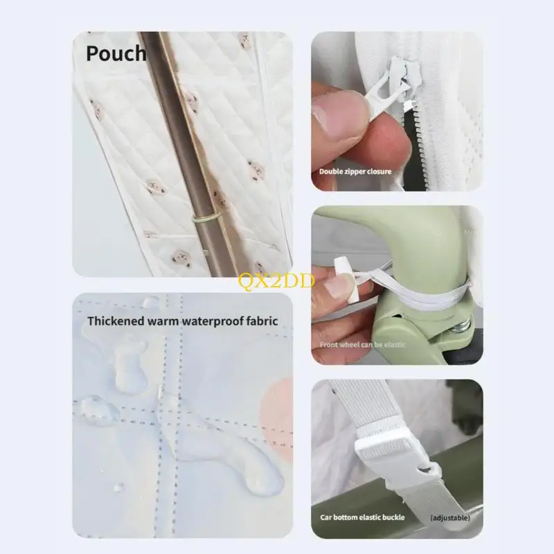 QX2D Popular cochecito seguro contra viento, aberturas malla superiores, fácil usar para circulación del aire - imagen 3