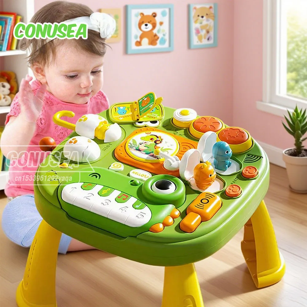 Mesa musical bebé – Piano cocodrilo con actividades sensoriales educativas - imagen 5